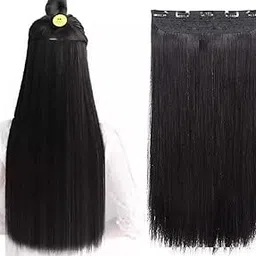 MoonEyes 24inch Straight Black Hair Extension to Add Volume and Increase Length in 5 Clip-picture-58