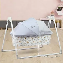 R for Rabbit Lullabies Manual Swing Cradle for New Born Baby with Mosquito Net, 5 Point Safety Harness, Quick & Easy Assembly Sturdy & Safe 0-2 Year Upto 12 KG Kids Uyyala Palna Jhula (Grey Multi)-picture-25
