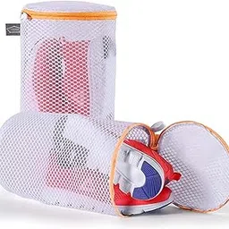 Kimmama Shoe Washing Machine Bag, Laundry Bags Mesh Wash Bags, Net Washer Sack, Dryer Pouch for Cleaning Footwear, Sneaker, Trainers, Plimsolls, Slippers, Gym, Running, Tennis, Orange Zipper, 2L-image-8