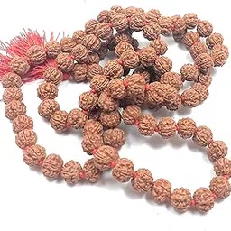 Rocksmins Pathri Semi Chikna Rudraksha Mala (108+1 Guaranteed) 8-9 mm Approx Beads Lab Certified Natural Original 5 Panch Mukhi for Jaap Pooja Astrology Wearing Meditation Protection-picture-27