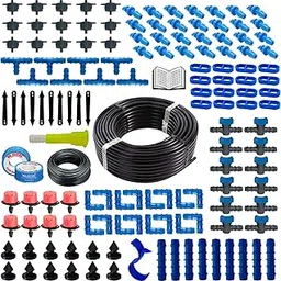 TRUSTFARM Plants Drip Irrigation Kit Watering Pipe Kit for Home Garden Lawn Farming & Agriculture Manual DIY System Purposes Water flow controlling drippers. (20 Plants Drip Kit) image 1