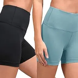 fraulein Women's High Waist Tummy Control Body Shaper Yoga Gym Shorts Pack of 2-picture-56