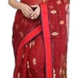 pinkloom Women's Cotton Silk Saree With Blouse Piece, Red, Gb592-picture-30