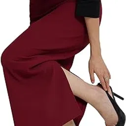 fablestreet Women Casual Skirt | Pencil Fit with Side Slit & Elasticated Waistband | Ribbed Knit Fabric for Comfortable Street Style-picture-40