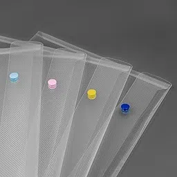 Comma Jellybean Folder | A4 Size Transparent Plastic File Folder | PP Document Holder with Snap Button (Pack of 4) - Assorted-picture-55