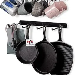 MFS Craft World Wall Mounted Cup Holder Rack for Kitchen – Heavy-Duty Iron Kitchen Organizer Rack wit | Tea Cup Stand, Mug Holder & Utensil Hanger for Wall 2 PIWCE Set-picture-16