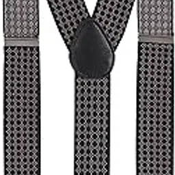 riyasat Men's Geomatric Pattern 3-Clip Suspenders | Stretchable Spandex Fabric 1-Inch Wide Belt and 155 cm Length Suspendor for Shirts | (Black & Grey)-picture-32