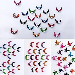 Half Moon Shape Small Size Per Bindi Height 5mm x Width 6mm Forehead Bindi For Girls Women Ladies - Velvet Kumkum | Marathi Chandrakor | Black Chand | Combo Pack 8-picture-32