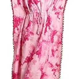 Boston Club Pink Rayon Printed Kaftan Nighty for Women/Kaftan-image-17