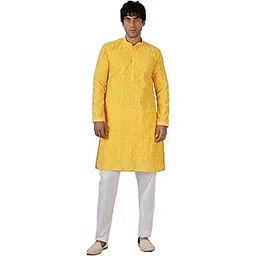 be active Men's Cotton | Regular Fit Casual Mandarin Collar | Long Length Full Sleeves | Embroidered Indian Kurta-picture-35
