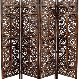 Classic Wood and Craft Handcrafted 4 Panel Wooden Room Partition & Room Divider (Brown)-picture-27