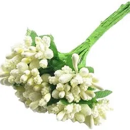 FABLOFT 4xA Bunch of 12pcs Artificial Flower Stamen Pistil for Wedding 8.5cm White-picture-21