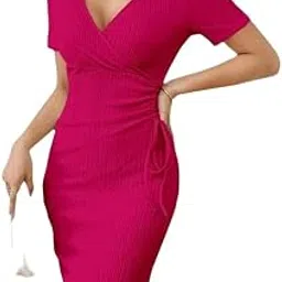 modamatrix Women's Fit & Flare Mini Dress, Solid Half Sleeve Lycra Soft & Breathable Fabric Fit & Flare Solid Slim Fit Short Summer Dress-picture-12