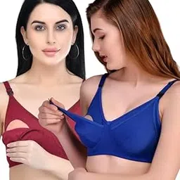Women Cotton Non Padded Maternity Breastfeeding Mother Bra Combo Feeding Bra Pack of 2-picture-15
