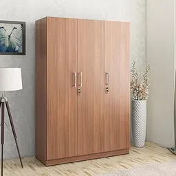 Spacewood Optima Wardrobe | 3 Year Warranty | Almirah, Cupboard, Almari, 3 Door Wardrobe, 2 Hanging Space| Engineered Wood| Walnut Rigato-picture-14
