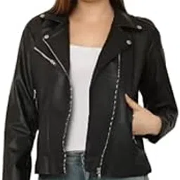 3a fashion Faux Leather Solid Jacket for Women image 1