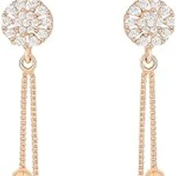 nilu's collection Rose Gold Long Earrings, American Diamond Studded Lightweight Drop Earrings for Women and Girls (Diamond Shape)-picture-37