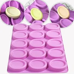 15 Cavity Silicone Soap Mold for Soap Making Oval Shape Reusable DIY Homemade Soap Mould Pack of 1 Multicolor Small Size 50 Grams-picture-21