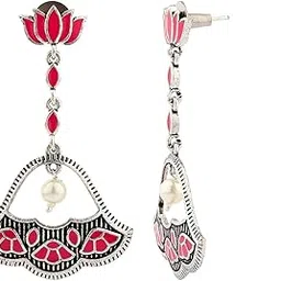 voylla Madhubani Phoolkari Fables Oxidised Enamel Earrings For Women|Enameled|Work|Daily|Pop|Colorful|Rakshabandhan Gift|Gift For Women & Girls-picture-23