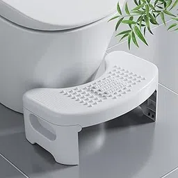 SpaceOrganizer Toilet Squat Adult, 7" Squatting Poop Stool for, Bathroom Foot Rest Stools for Pooping, Potty Step for Toddlers & Adults, Non-Slip Pads (White, Foldable : Toilet Stool) image 1