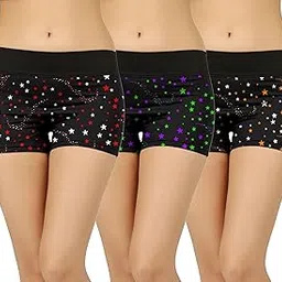 Women Regular Cotton Blend Printed Tummy Tucker Black Boyshorts/Panty (Pack of 3)-image-47