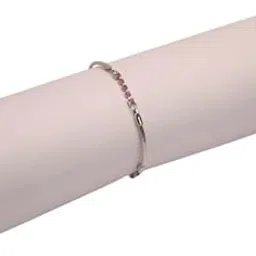 kalkikosha Elegant Silver Chain Bracelet with Pink Crystals Bracelet for Women & Girls-picture-40