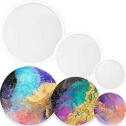 53ARTS Round Coaster Mold for Resin Art 3 Pcs. (3-4-5 Inches) 3 Different Sizes 1 Pc. Each Silicone Epoxy Molds Agate for Casting with Resin, Concrete, Cement and Polymer Clay -Set of 3 Round Moulds-image-26