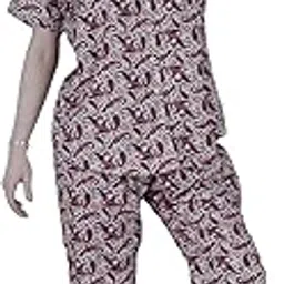Women's Cotton Jaipuri Print Night Suit with Lapel Collar (Shirt and Pyjama)-image-87