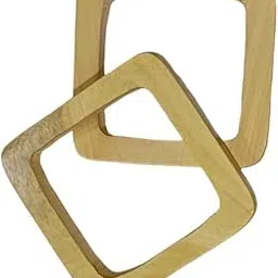 Trend n Trade Square Bag Handle for Macrame Purse/Bag in Yellow Wood Finish Set of 2 Handles (1 Pair) Size 4 * 4-picture-14