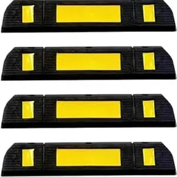 LADWA 600 mm, Pack of 4 Rubberised Car Wheel Parking Stopper for Garage Floor with Reflective Yellow Tape Curb-picture-33