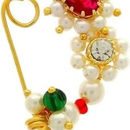 amaal Traditional Maharashtrian Nath Jewellery Sets Pearl Gold Wedding Nath Nose Rings for Girls Stylish Women Nose Ring-A7119-picture-34