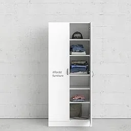 illfordd Furniture Engineered Wood Premium Two Door Wardrobe Without Mirror (White)-picture-10