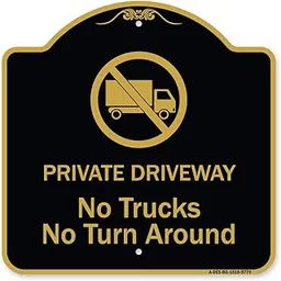 SignMission Designer Series Sign - Private Driveway. No Trucks No Turnaround | Black & Gold 18" X 18" Heavy-Gauge Aluminum Architectural Sign | Protect Your Business & Municipality | Made in the USA-picture-10