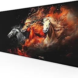 MYPCWALA Wild Horses Extended Mouse Pad | Large Desk Mat 60x30cm | Fire Stallion Art | Non-Slip Rubber Base | Waterproof Surface for Gaming & Office-picture-11
