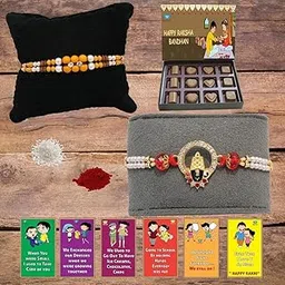 BOGATCHI Rakhi with chocolates gift pack, Rakhi and chocolate combo, Rakhi gift for brother with chocolate Box 12pcs + Rakhi Set of 2 +Roli Chawal+ Rakhi Story Card, Rakhi Sweets, | 12CB20X-3-image-81