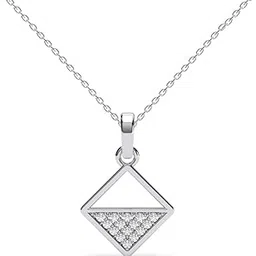 925 Sterling Silver Zeta Square Pendant Earrings Chain Necklace Jewellery Set | Platinum Plated, Swiss Zirconia | Elegant Gift for Women and Girls-image-89
