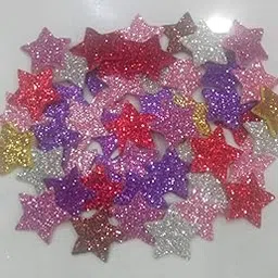 Handmade Glitter Sparkling Form Sheet Decoration3 D Wall Decoration Star Shaped Glittery Non-Sticky Red Silver Purple Multycolour Pack of 50 Half inch-picture-52