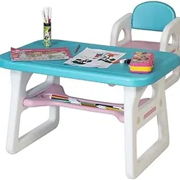 Spaceture Bambino Study Desk and Chair Set, Turquoise Blue Top, White Frame with Storage Shelf, Ideal for Kids, Toddlers Reading, Learning, Dining, Playroom etc (Torquise Blue)-picture-23