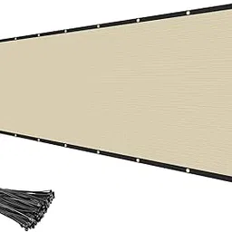 INFRANGE Heavy Duty Fence Privacy Screen Windscreen Beige 6' x 12' Shade Fabric Cloth HDPE, 90% Visibility Blockage, with Grommets, Heavy Duty Commercial Grade, Cable Zip Ties Included-image-0