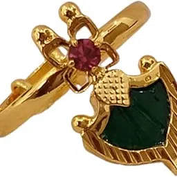 ESHIP Palakka Ring | Kerala Traditional 22k Gold Plated Adjustable Ring | Green Palakka Ring for Womens and Girls |-picture-40