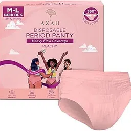 Azah Disposable Period Panty for Girls| Period Panty for Women Heavy Flow | Peachy New Look | 12-Hour Protection | 360° Coverage| All-Night Protection [M-L, Pack of 5]-image-81