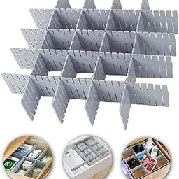 Glowick Self Assembly Plastic Drawer Divider Storage Organizer Adjustable Interlocking Grid Closet Partition Strips for Home, Office, Wardrobe, Cabinet (Set Of 8)-picture-15