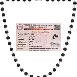 Vedyom Original Karungali Malai 54 Beads (8mm) – Certified Ebony Beads Mala with Govt Lab Test | Silver Plated German Silver Cap Mala for Men & Women | Meditation & Energy Protection Mala-picture-29