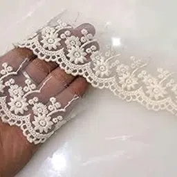 Strala White Color Dyeable Laces for Dresses, Sarees, Lehenga, Suits, Bags, Decorations, Borders, Crafts and Home Décor,Blouse (3 mtr) Design-326-picture-18