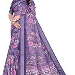 yakshin_hubs SHREEHARI ENTERPRISE Linen Saree with Unstitched Blouse Piece, Traditional Saree | Printed Sarees For Women | Wedding/Festive Sarees(SHREE-04-P)-picture-17
