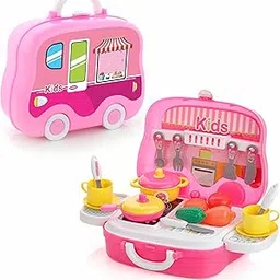 Chanak Kitchen Set for Girls, Kitchen Suitcase Set On Wheels, Colorful Pretend Play Cooking Set for Girls with 18 Pieces, Portable for 3 Years, BIS Approved. (Kitchen Set Suitcase)-picture-32