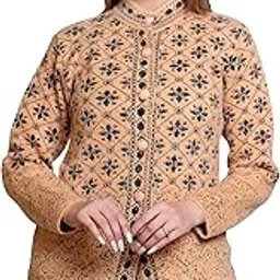Women's Woolen/Acyrlic Winter Wear Warm Full Sleeve Knitted Cardigan/Sweaters Hair Yarn Cardigan | Size Suitable for L and XL | Orange-image-62