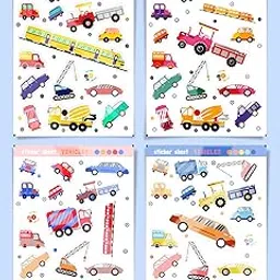 Waterproof Glossy Vehicles Stickers for Kids – 4 Sheets, 64 Stickers | Cars, Trailer, Train etc | Glossy Vinyl Stickers for Notebook, Scrapbbook, Birthday Gifts, Decoration (A5 Medium)-picture-28
