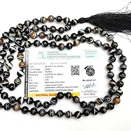 Black Sulemani Hakik/Agate Mala (8mm, Medium Length, Lab Certified) - Black - Stone - pack of 1-picture-11
