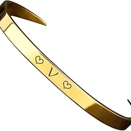 Gold Plated Alphabet Initial Bracelet A-Z | Unisex Kada Design | Hypoallergenic Stylish & Adjustable Jewelry for Men & Women-picture-24